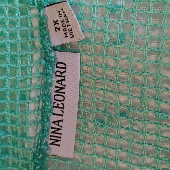 NWOT Nina Leonard Green Boxy Mesh Top 2X - Picture 7 of 12